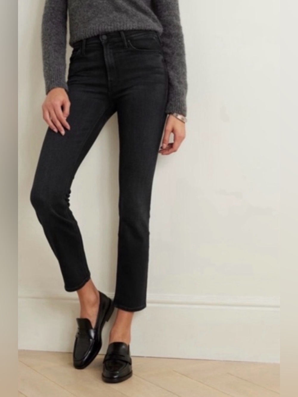 Mother “The Mid Rise Dazzler Ankle” Black Skinny Jeans In Not Guilty Wash Sz 27